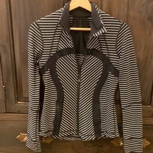 Dark Blue and white striped long sleeve jacket